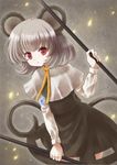  animal_ears capelet grey_hair mouse_ears mouse_tail nazrin pendulum red_eyes rod short_hair solo suzuki_ao tail touhou 