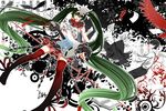  animal bird cross_akiha flowers green_eyes green_hair hatsune_miku long_hair skirt thighhighs twintails vocaloid wristwear 