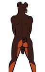  backsack balls brown_body brown_fur brown_penis butt canine dog flaccid fuhrervonzephyr fur humanoid_penis looking_away male mammal nude penis plain_background rottweiler solo standing uncut white_background 