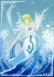  alicia_florence aria bad_id bad_pixiv_id blonde_hair braid closed_eyes dress flower frame kami_(yoshipt0716) long_hair no_hat no_headwear oar short_sleeves side_slit single_braid solo water white_dress 