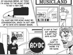  acdc askjojos bad_id bad_tumblr_id cable comic covered_navel door english greyscale hard_translated jojo_no_kimyou_na_bouken joseph_joestar lowres machinery monochrome multiple_boys pants plug pocket shirt sign silhouette speech_bubble stardust_crusaders t-shirt talking the_beatles translated walkman 