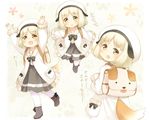  :d :o animal_ears arms_up backpack bag blonde_hair blush boots brown_eyes child dog_ears dog_tail hat kito_(sorahate) looking_at_viewer looking_back multiple_views open_mouth original pantyhose pocket short_hair smile tail translated white_legwear 
