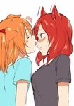  animal_ears blush inuzuka_bouru licking love_live! love_live!_school_idol_project multiple_girls nishikino_maki red_hair 