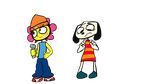  baggy_pants canine clothes_swap dog dress duo embarrassed flower mammal microphone parappa parappa_the_rapper sunny_funny 