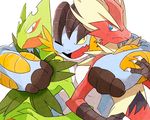  ambiguous_gender amphibian arms_behind_head avian ban blaziken group hug mega_blaziken mega_evolution mega_sceptile mega_swampert muscles nintendo one_eye_closed pecs plain_background pok&#233;mon pok&eacute;mon reptile scalie sceptile swampert video_games white_background 