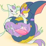  cum_in_pussy cum_inside duo female hemipenes male mienshao multi_cock nintendo orgasm pcred566 penis plain_background pok&#233;mon pok&eacute;mon pussy reptile scalie seviper sex snake straight video_games yellow_background 
