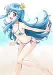  bikini blue_eyes blue_hair blush crown happinesscharge_precure! highres long_hair looking_at_viewer open_mouth precure satogo shirayuki_hime side-tie_bikini swimsuit 