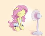  alasou anthro clothed clothing equine eyes_closed fan female fluttershy_(mlp) friendship_is_magic fur hair hi_res long_hair mammal my_little_pony pegasus pink_hair plain_background smile solo wings yellow_fur 