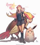  animal animal_on_shoulder annie_mei annie_mei_project bad_deviantart_id bad_id caleb_thomas crossover fingerless_gloves gen_1_pokemon gen_3_pokemon gloves green_eyes jacket long_hair necktie one_eye_closed original pidgeot pink_hair pleated_skirt poke_ball pokemon pokemon_(creature) pokemon_(game) school_uniform skirt skitty socks v-neck wigglytuff 