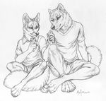  canine chocolate clothing duo fennec fox friends friendship male mammal marcus reis rukis sharing sitting wolf young 