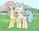  blue_hair blush coco_pommel_(mlp) cute cutie_mark duo earth_pony equine eyes_closed fearingfun female feral flower fluttershy_(mlp) friendship_is_magic fur hair horse kissing lesbian mammal mountain my_little_pony outside pink_hair pony teal_eyes yellow_fur 