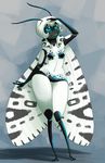  3_fingers antennae anthro arthropod blue_eyes breasts eyelashes female giant_leopard_moth gusana hair insect insectoid iridescent moth nude shadow short_hair small_breasts solo standing white_hair wide_hips wings 