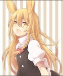  animal_ears blonde_hair braid bunny_ears hisaki1118 kirisame_marisa long_hair looking_at_viewer open_mouth ribbon solo touhou yellow_eyes 