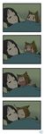  2girls 4koma absurdres akiyama_mio animal_ears black_hair brown_hair closed_eyes comic dated fangs hairband highres k-on! kemonomimi_mode kiss mood_swing multiple_girls sharp_teeth signature silent_comic sleeping suan_ringo tail tainaka_ritsu teeth wolf_ears wolf_tail |_| 