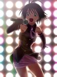  antenna_hair cute_&amp;_girly_(idolmaster) elbow_gloves gloves idolmaster idolmaster_(classic) iwatozaki_mamoru kikuchi_makoto microphone music open_mouth short_hair singing solo 