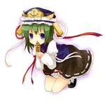  blue_eyes green_hair hat rod_of_remorse shiki_eiki solo touhou yuzuki_(yuduame) 