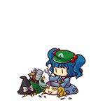  :&gt; blonde_hair blue_hair chibi hair_bobbles hair_ornament hat kawashiro_nitori key kirisame_marisa multiple_girls saw screw screwdriver simple_background socha spring_(object) tools touhou two_side_up witch_hat wrench yellow_eyes yukkuri_shiteitte_ne |_| 