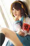  brown_hair cheerleader cosplay legs lowres mizuno_shiro photo skirt suzumiya_haruhi suzumiya_haruhi_no_yuuutsu thighs 