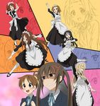  akiyama_mio alternate_costume anger_vein blush brown_hair enmaided fighting_stance haou_airen heart heart_hands hirasawa_ui hirasawa_yui k-on! kotobuki_tsumugi kumosuke long_hair maid moe_moe_kyun! multiple_girls nakano_azusa official_style pantyhose parody pose short_hair tainaka_ritsu tomboy twintails yamanaka_sawako 