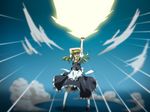  bad_id bad_pixiv_id blonde_hair kirisame_marisa master_spark mini-hakkero mizuki_riko open_mouth sky solo touhou 