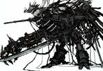  alternate_form cable faux_traditional_media final_fantasy final_fantasy_vii fusion highres huge_weapon jenova mecha moto_murabito no_humans sephiroth transformation weapon 