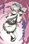  absurdres bare_shoulders elbow_gloves geister gloves highres long_hair maid maid_headdress original red_eyes silver_hair simple_background solo standing thighhighs 