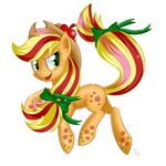  alpha_channel apple applejack_(mlp) blonde_hair bow cowboy_hat cutie_mark earth_pony equine female freckles friendship_is_magic fruit fur green_eyes hair hair_bow hat horse mammal my_little_pony open_mouth orange_fur plain_background pony rainbow_power red_hair ribbons shiny solo sparkles swanlullaby transparent_background two_tone_hair 