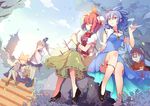  beret blue_eyes blue_hair breasts brown_hair chinese_clothes cleavage day double_bun dress earmuffs flower hair_ornament hair_rings hair_stick hat ibaraki_kasen japanese_clothes kaku_seiga kariginu knees_together_feet_apart large_breasts long_dress long_hair long_sleeves looking_at_another looking_at_viewer looking_away miniskirt miyako_yoshika mononobe_no_futo multiple_girls outdoors pagoda pink_eyes pink_hair pointy_hair ponytail rock rose shawl shoes short_hair shovel sitting skirt smile stairs standing tabard talisman tate_eboshi thighs touhou toyosatomimi_no_miko tree turtleneck wavy_hair white_eyes white_hair wide_sleeves yetworldview_kaze 