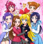  :d ai-chan_(dokidoki!_precure) aida_mana baby blonde_hair blouse blue_eyes blue_hair blush bow brown_eyes brown_hair creature davi_(dokidoki!_precure) dokidoki!_precure double_bun dress flipped_hair half_updo hishikawa_rikka jewel_(the_black_canvas) kenzaki_makoto long_hair madoka_aguri multiple_girls open_mouth pink_background pink_bow pink_eyes pink_hair precure purple_eyes purple_hair rakeru_(dokidoki!_precure) rance_(dokidoki!_precure) red_eyes regina_(dokidoki!_precure) sharuru_(dokidoki!_precure) short_hair short_twintails shorts smile sparkle twintails very_long_hair yotsuba_alice 