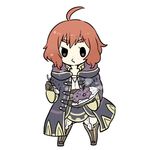  ahoge bad_food black_eyes chibi fire_emblem fire_emblem:_kakusei flat_color food gloves lowres mark_(female)_(fire_emblem) mark_(fire_emblem) miuta red_hair robe simple_background solo spoon standing white_background 