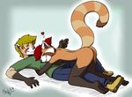  blush breasts butt clothing couple cuddling duo female gloves_(marking) hair invalid_tag male mammal markings nogitsunegabriel nude red_hair red_panda shoes socks_(marking) transformation 
