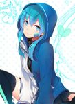  blue_eyes blue_hair daze_(kagerou_project) ene_(kagerou_project) headphones hood hoodie kagerou_project long_hair md5_mismatch ocha_(hutuumikan) solo twintails 