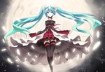  7th_dragon_(series) 7th_dragon_2020 7th_dragon_2020-ii aqua_eyes aqua_hair floating_hair hatsune_miku highres long_hair rain_(icetuofei) skirt solo thighhighs twintails very_long_hair vocaloid 