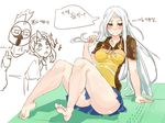  2girls 3: alternate_costume armor barefoot blush breasts cleavage diana_(league_of_legends) facial_mark feet forehead_mark forehead_protector full_body helmet league_of_legends leona_(league_of_legends) long_hair medium_breasts multiple_girls pantheon_(league_of_legends) silver_hair very_long_hair wwwazxc 