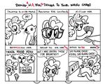  black_and_white blackjack card cards comic dialog earth_pony english_text equine eyewear friendship_is_magic glasses hair horse looking_at_viewer mammal meme microphone monochrome mustelid my_little_pony otter pinkie_pie_(mlp) playing_card pony radio recorder text timothy_fay visor 