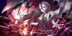  bad_id bad_pixiv_id battleship_hime black_dress black_hair breasts cleavage dress glowing horns kantai_collection large_breasts long_hair oni_horns pale_skin red_eyes shinkaisei-kan short_dress sougishi_ego spaghetti_strap 