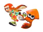  absurdres cephalopod domino_mask female frown hi_res highres inkling mask nintendo official_art orange_eyes orange_hair running serious splatoon squid tentacle_hair 