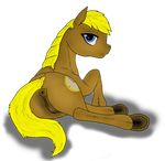  anus blonde_hair brown_fur butt cutie_mark earth_pony equine female feral fur genitalia glare hair hi_res hooves horse looking_at_viewer looking_back lying mammal mane my_little_pony plain_background pony pussy shappyra solo transparent_background 