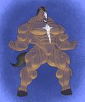  anthro biceps big_muscles blue_background equine front hair hooves horse hyper male mammal muscles pecs plain_background pose ripped-saurian standing 