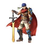  absurdres blue_eyes blue_hair cape fire_emblem headband highres ike looking_at_viewer male male_focus official_art ragnell super_smash_bros. sword weapon 