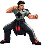  black_hair clothes_around_waist diepod fighting_stance hellhound_chronicle_(history_asunder) jacket jacket_around_waist lowres male male_focus nathaniel_brooks pixel pixel_art short_hair sprite 