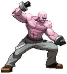  bald diepod fighting_stance hellhound_chronicle_(history_asunder) lowres male male_focus marco_reedson muscle pixel pixel_art polearm skin_disorder sprite steel_bands weapon white_background 