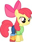  alpha_channel apple_bloom_(eg) apple_bloom_(mlp) bow clothing earth_pony equestria_girls equine female feral friendship_is_magic fur hair hair_bow horse long_hair mammal my_little_pony orange_eyes plain_background pony red_hair smile solo transparent_background yellow_fur zacatron94 