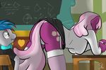  absurd_res bent_over breasts chalkboard cheerilee_(mlp) classroom clothing cutie_mark desk discordriderr34 duo earth_pony equine eyes_closed female friendship_is_magic fur grey_fur hair hi_res hooves horse inside legwear male mammal my_little_pony on_desk original_character panties pink_hair pony presenting purple_fur sitting smile stockings the_living_tombstone two_tone_hair underwear upskirt yellow_eyes 