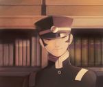  devil_summoner hat kuzunoha_raidou male_focus monochrome school_uniform sepia shako_cap sideburns smile solo taa_(acid) 