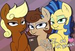  &lt;3 blonde_hair blue_eyes blue_hair brown_fur brown_hair cute earth_pony english_text equine female feral fur green_eyes group hair horse looking_at_viewer mammal milky_way_(character) my_little_pony original_character pony selfie sibling sisters smile strangerdanger text yellow_fur 