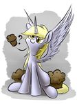  ? blonde_hair derp_eyes derpy_hooves_(mlp) equine female food friendship_is_magic fur grey_fur hair horn mammal muffin my_little_pony smile solo spread_wings underpable winged_unicorn wings yellow_eyes 