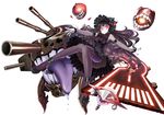  black_hair cannon detached_sleeves dress enemy_aircraft_(kantai_collection) floating_fortress_(kantai_collection) glowing glowing_eyes gothic_lolita hairband horns isolated_island_oni kantai_collection knees_together_feet_apart lolita_fashion lolita_hairband long_hair looking_at_viewer md5_mismatch nail_polish outstretched_arms pale_skin pantyhose red_eyes red_nails sakurano_yukke shinkaisei-kan simple_background smile solo teeth tongue turret very_long_hair white_background 