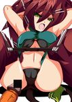  armpits ass bdsm beastmaster bondage bound breasts brown_hair cameltoe disgaea green_eyes large_breasts long_hair navel open_mouth penis pointy_ears red_hair spread_legs tail tongue 