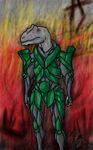  armor bonyfox dinosaur lizard looking looking_at_viewer male mass_effect mass_effect_3 red_eye red_eyes reptile scalie solo video_games 